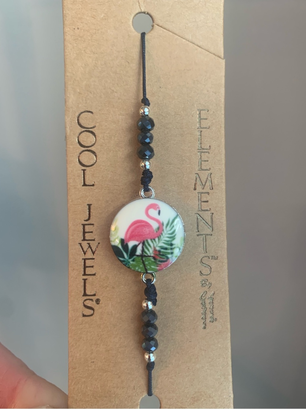 Flamingo Adjustable Cord Bracelet Navy Blue Beaded Summer Beach Jewelry NEW